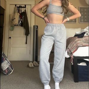 PRINCESS POLLY GREY WAFFLE PATTERN LOUNGE SET